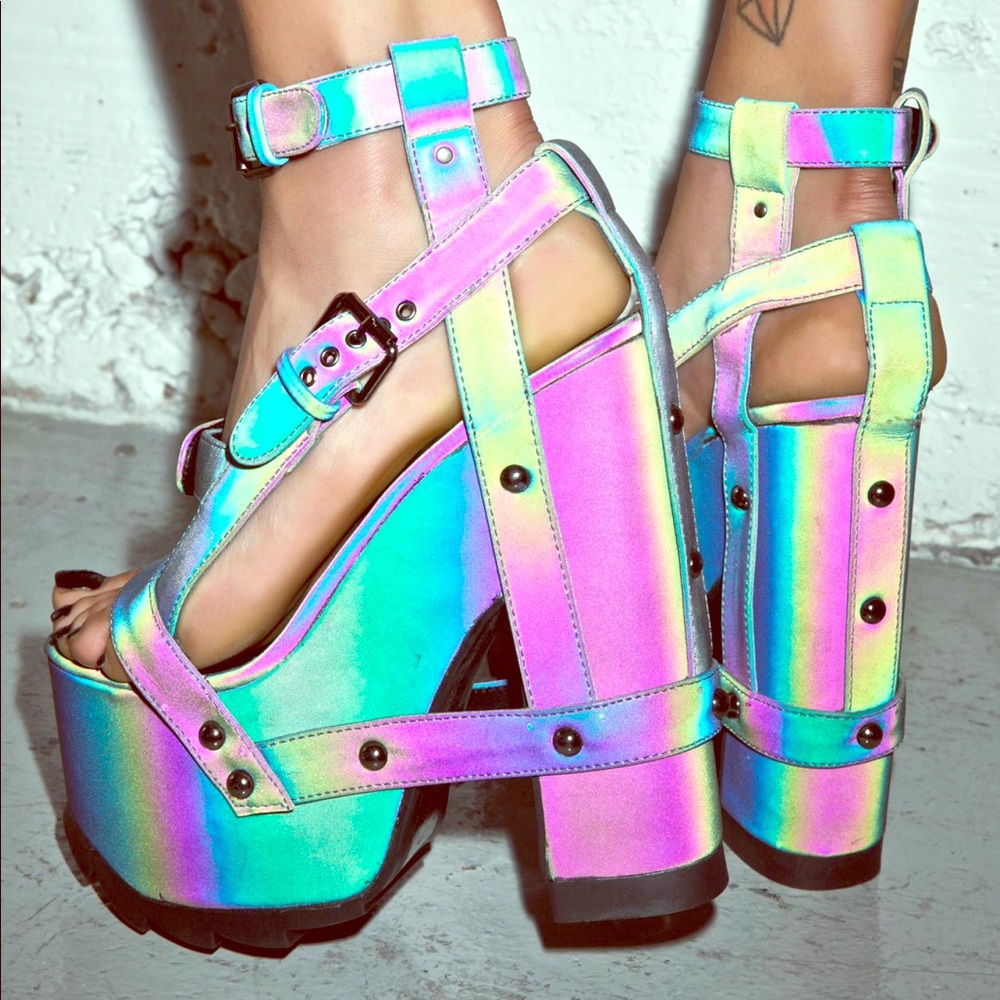 YRU NIGHTCALL REFLECTIVE PLATFORM HEELS